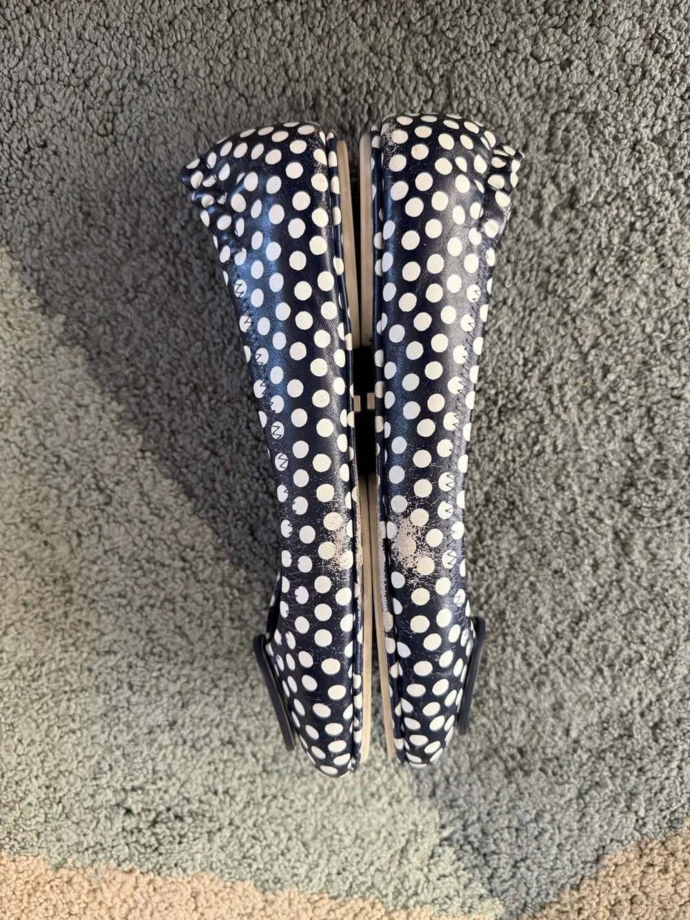 Tory Burch Ivory/Nautical Dot Print Minnie Travel Ballet